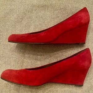 Stuart Weitzman Red Suede Wedges